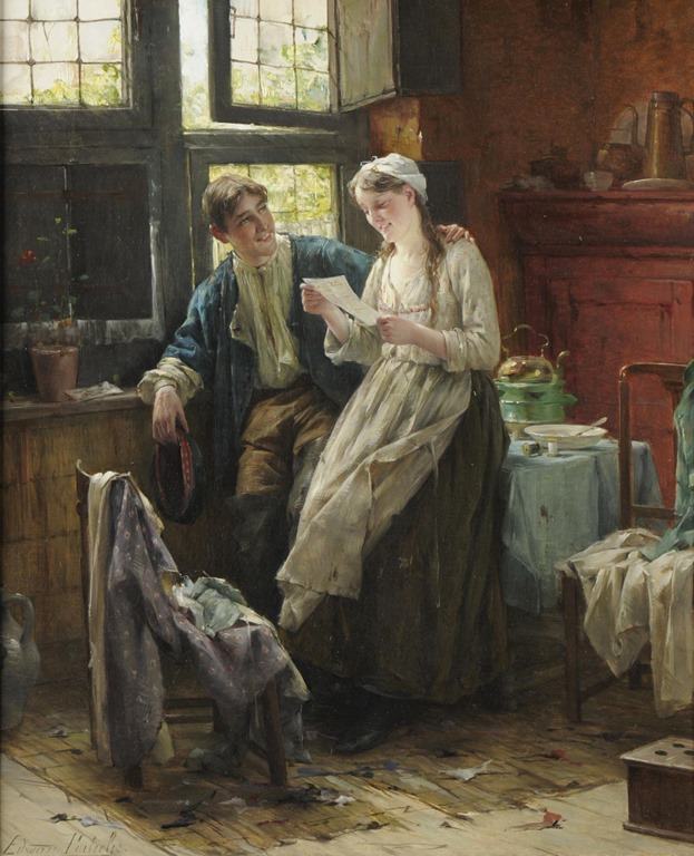 Vai ter Fodor, ops, nada disso. O título do quadro é "Boas Notícias" e é do belga Edward Antoon Portielje (1861-1949)